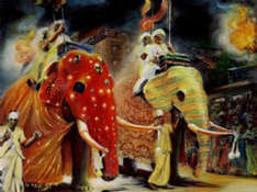 Procession of elephants in Sri Lanka