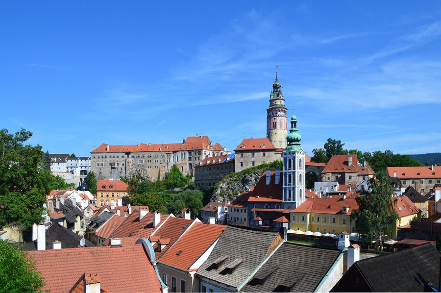 Вид на Český Krumlov на Влтаве