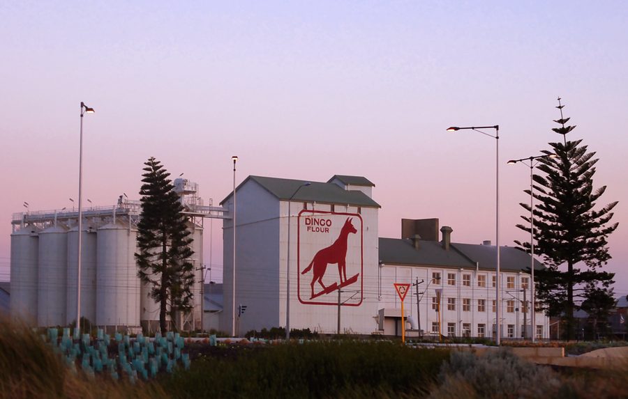Heritage-listed Dingo Flour Mill on Stirling Highway in North Fremantle, Western Australia