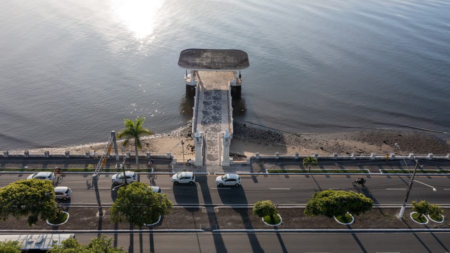 Aerial view of the historic centre and Ponte do Imperador in Aracaju