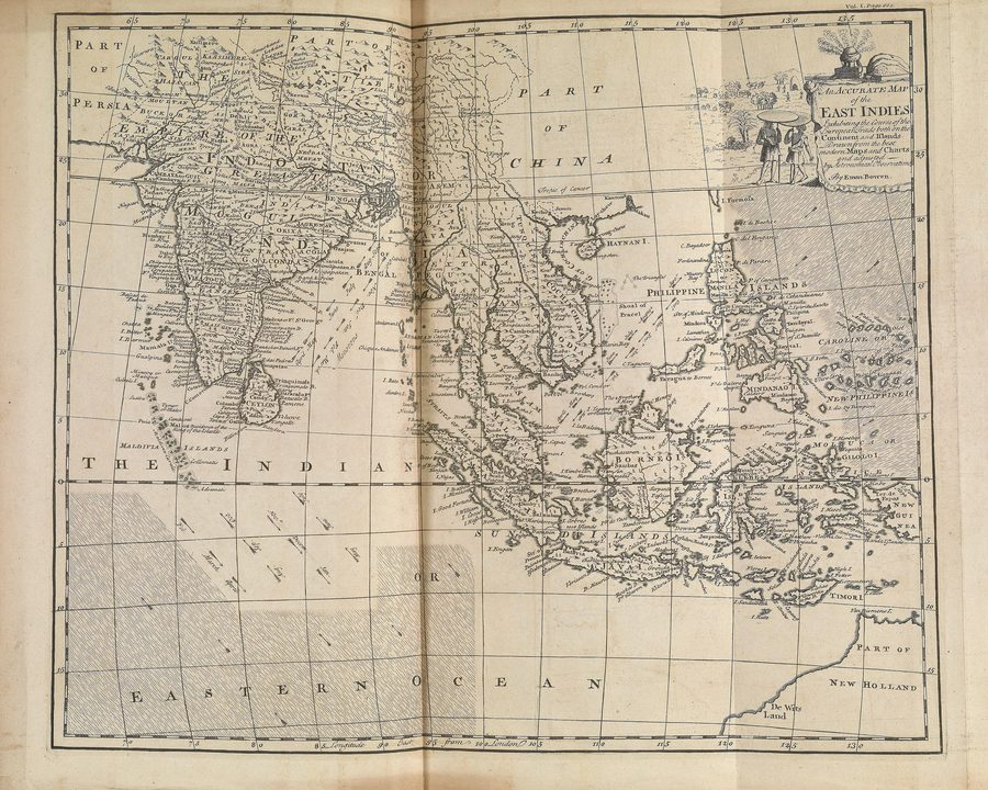 Историческая карта Южной Азии 1744 года.