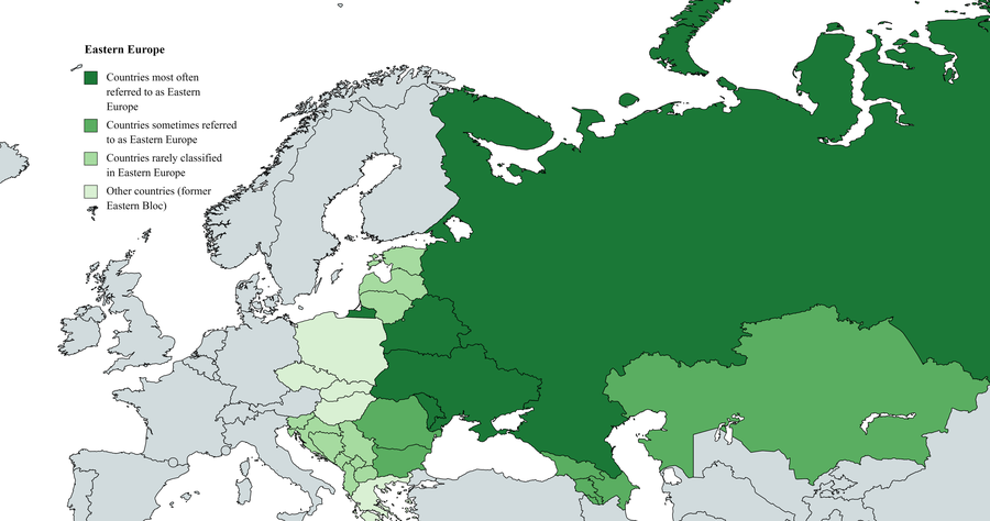Карта или графика с определениями Восточной Европы.