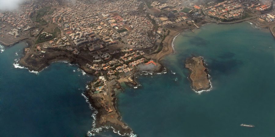 Aerial view of Praia, the capital city of Cape Verde