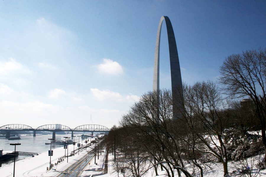 Winter view of the St. Louis riverfront