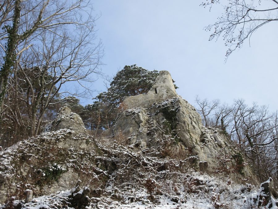 Руины замка Wild-Eptingen Witwald недалеко от Эптингена, вид снизу