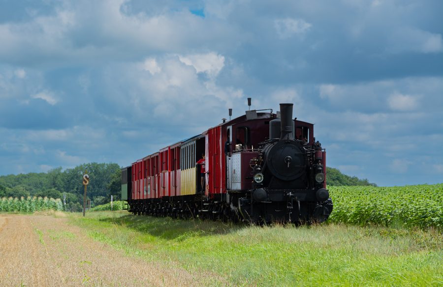 Поезд Train des Mouettes на выезде из Сожона