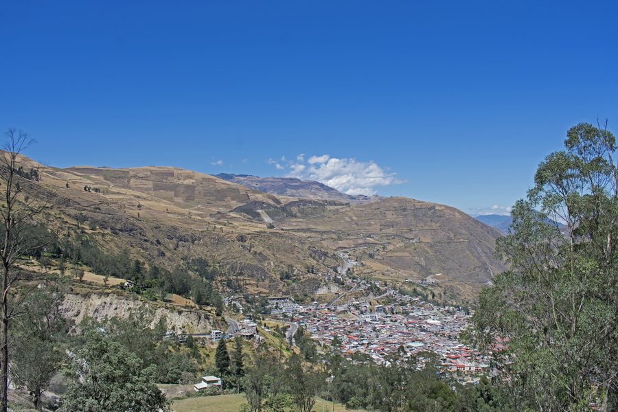 Panorama von Alausí im Kanton Chimborazo, Ecuador, aufgenommen von der E35
