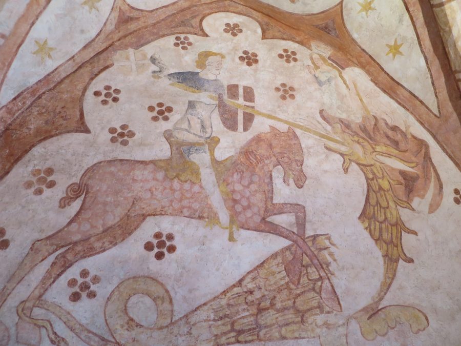 Историческая фреска 1370 года в церкви Святого Георгия в Пюргене