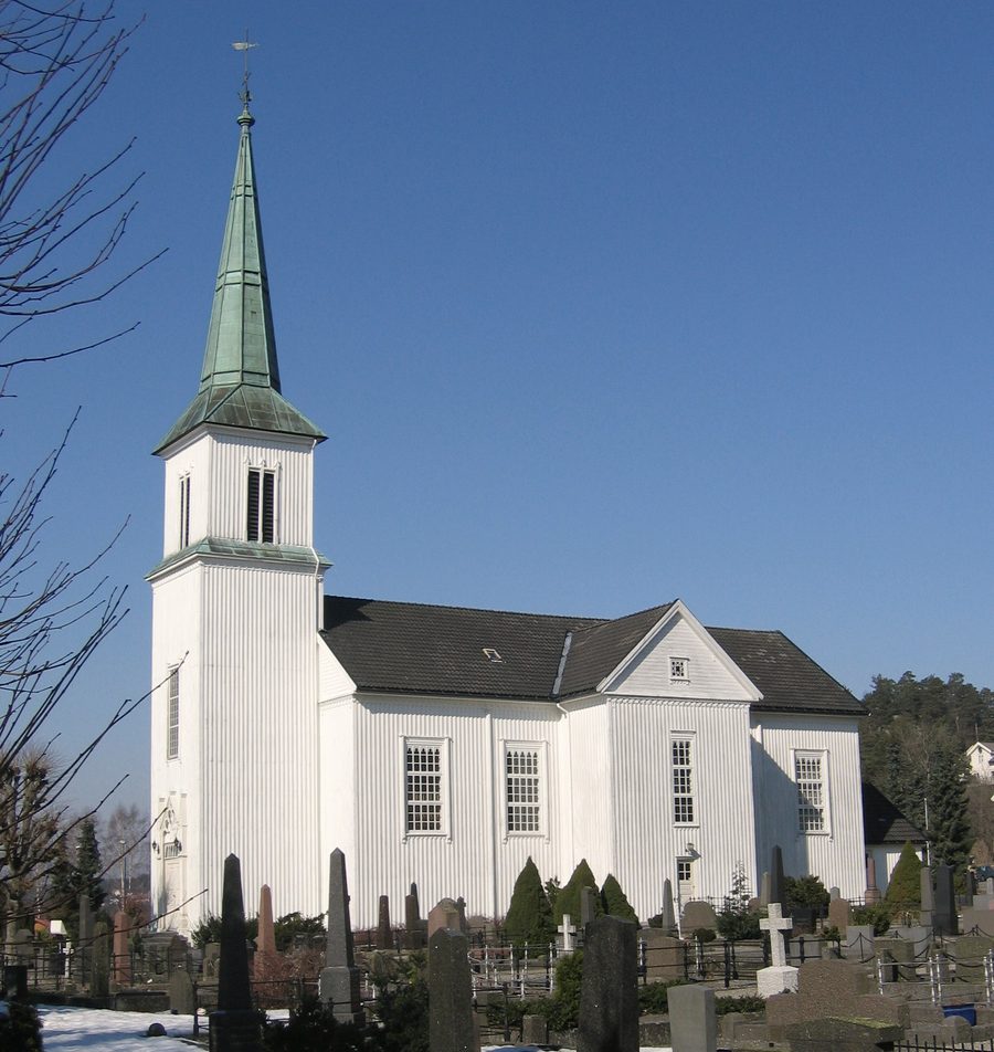 Außenansicht der Hisøy Church in His auf Hisøya in Norwegen