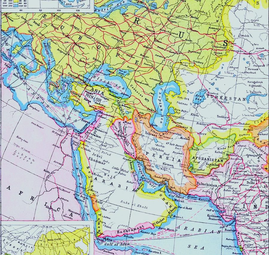 Карта Западной Азии и Восточной Европы около 1920 года.