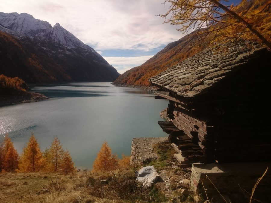 Mountain lake landscape in Aosta Valley, Italy