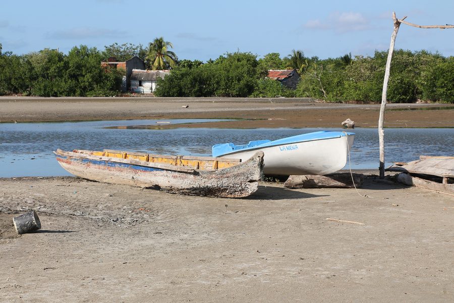 Boote in La Boquilla bei Cartagena, Kolumbien