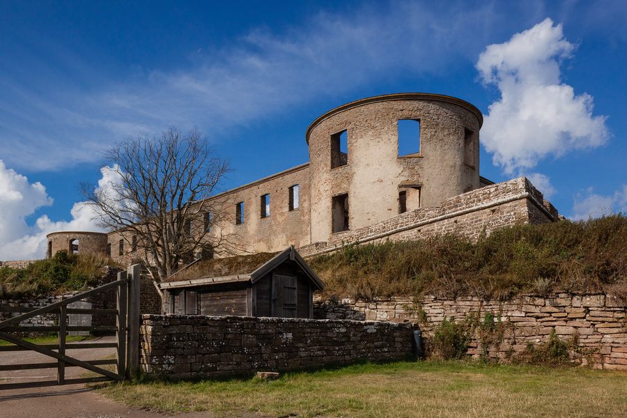 Front view of Borgholm Castle ruins on Öland, Sweden