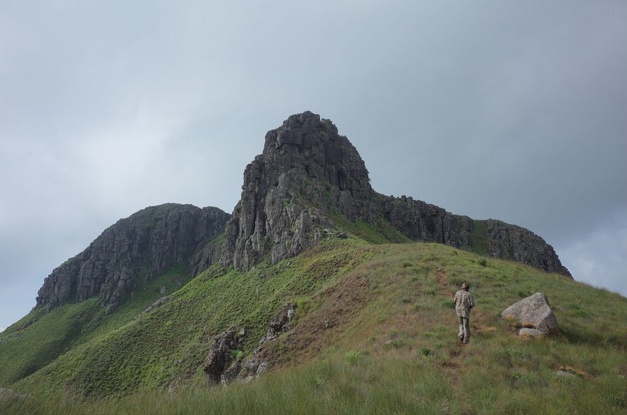 Bewaldeter Hang des Mount Bintumani in Sierra Leone zu Beginn der Regenzeit.