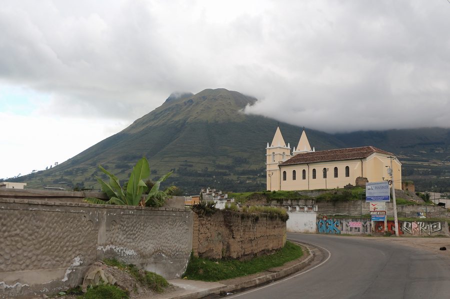 San Pablo del Lago with Imbabura Volcano in Ecuador