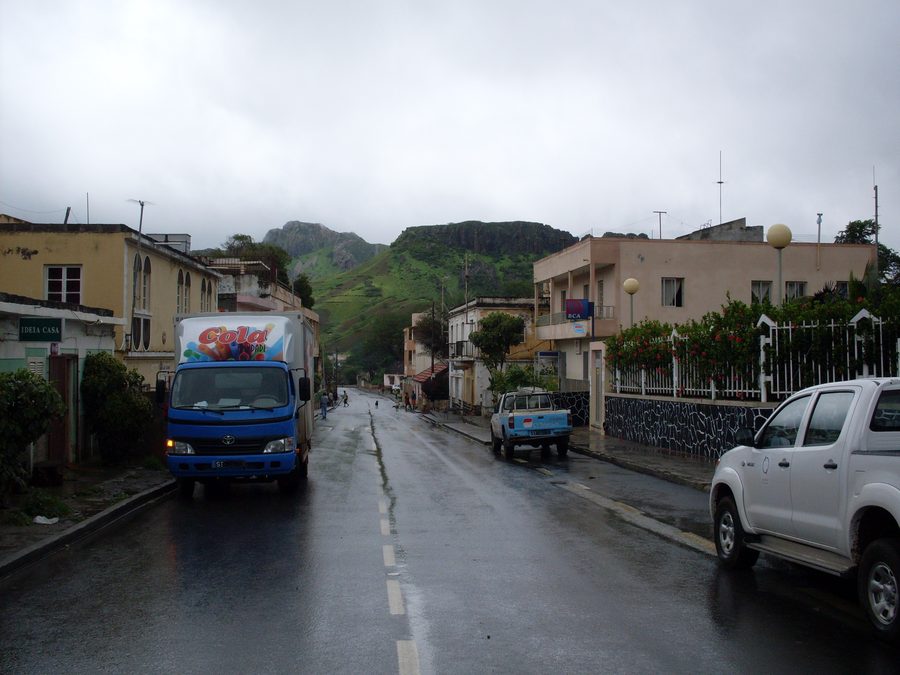 Main street in the town of São Domingos, Santiago, Cape Verde