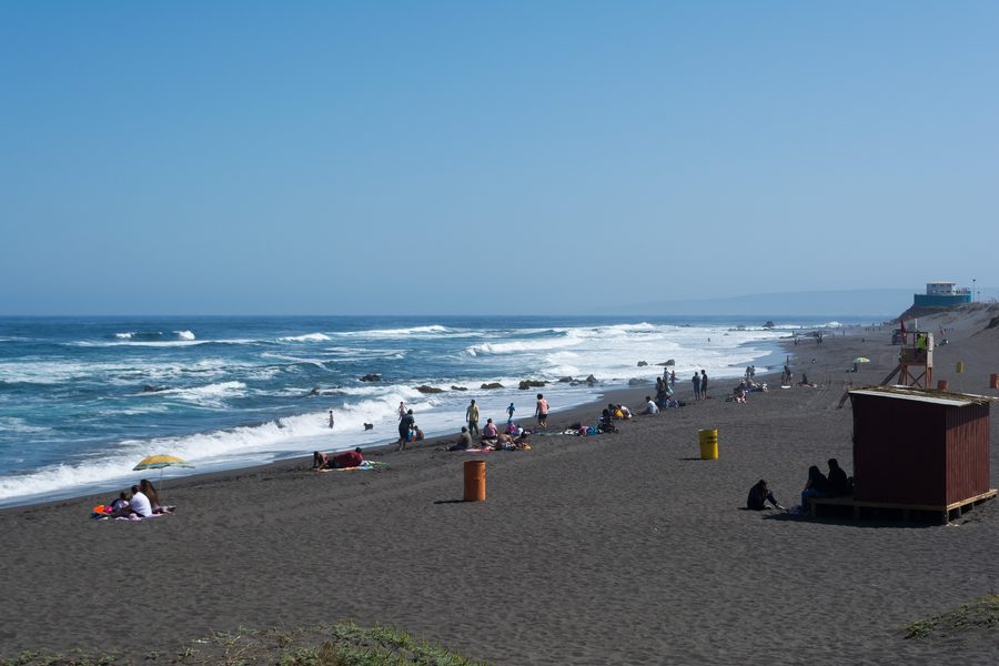 Surf beach at Playa Infiernillo in Pichilemu on Chile's Pacific coast.
