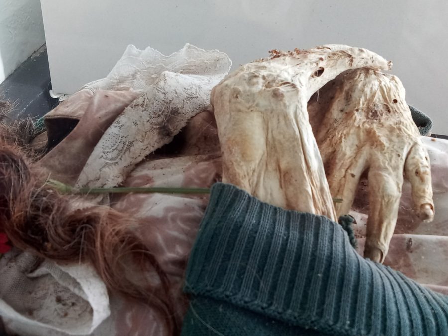 Manos y cabello conservado de una de las momias de San Bernardo en el mausoleo municipal