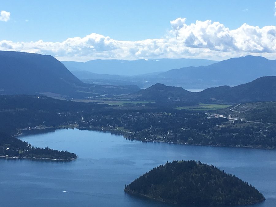 Вид с Hlina Lookout неподалеку от Scotch Creek на Shuswap Lake с Copper Island на переднем плане