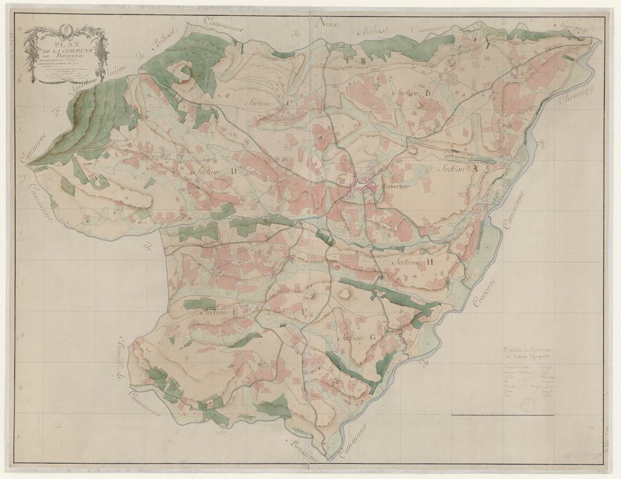 File:Plan de la commune de Bessenay, Département du Rhône, Arrondissement communal de Lyon, Canton d... Levé en Exécution de l'Arrêté du Gouvernement du 12 Brumaire an 11. Terminé le 30 Messidor, an 12 - Par le... - btv1b53100014p.jpg