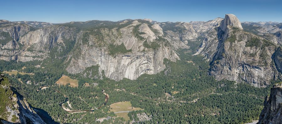 Панорамный вид на Yosemite Valley с Glacier Point