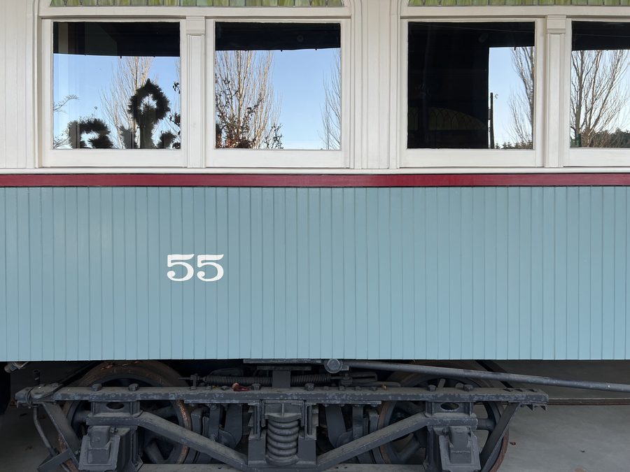 Railroad car 55 at Heritage Park in Lynnwood, Washington