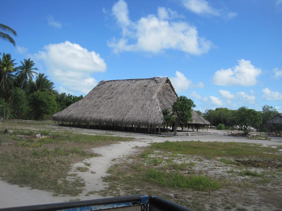 Traditional maneaba meeting house in Abemama, Kiribati.