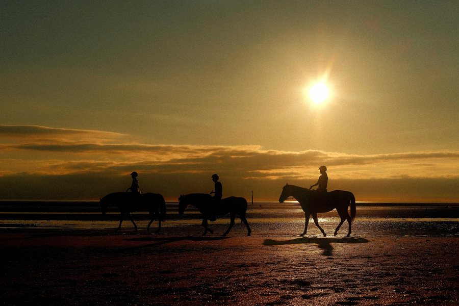 File:Horseback Riding at Sunset, Houlgate Beach.jpg