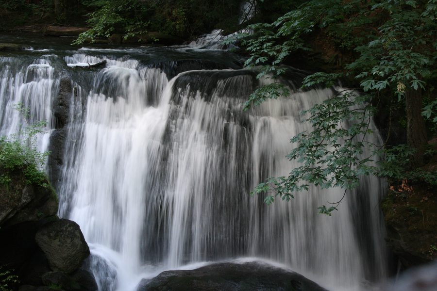 Водопад Whatcom Falls в парке Whatcom Falls Park, Беллингем, штат Вашингтон