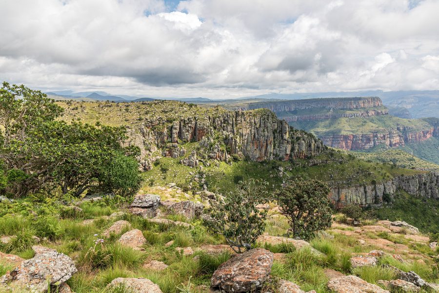 Landschaft am Lowveld View im Blyde River Canyon Nature Reserve in Mpumalanga, Südafrika