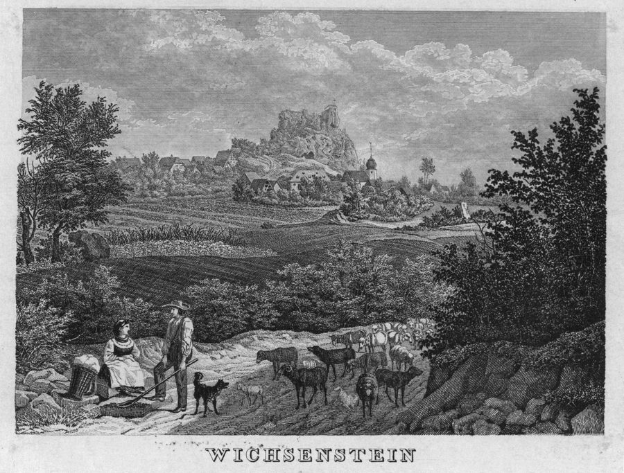 Историческое изображение Вихзенштайна во Франконской Швейцарии 1834 года