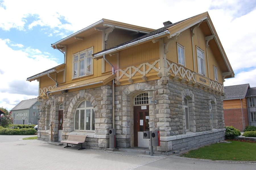 Skogn Station on Nordlandsbanen in Levanger, Norway